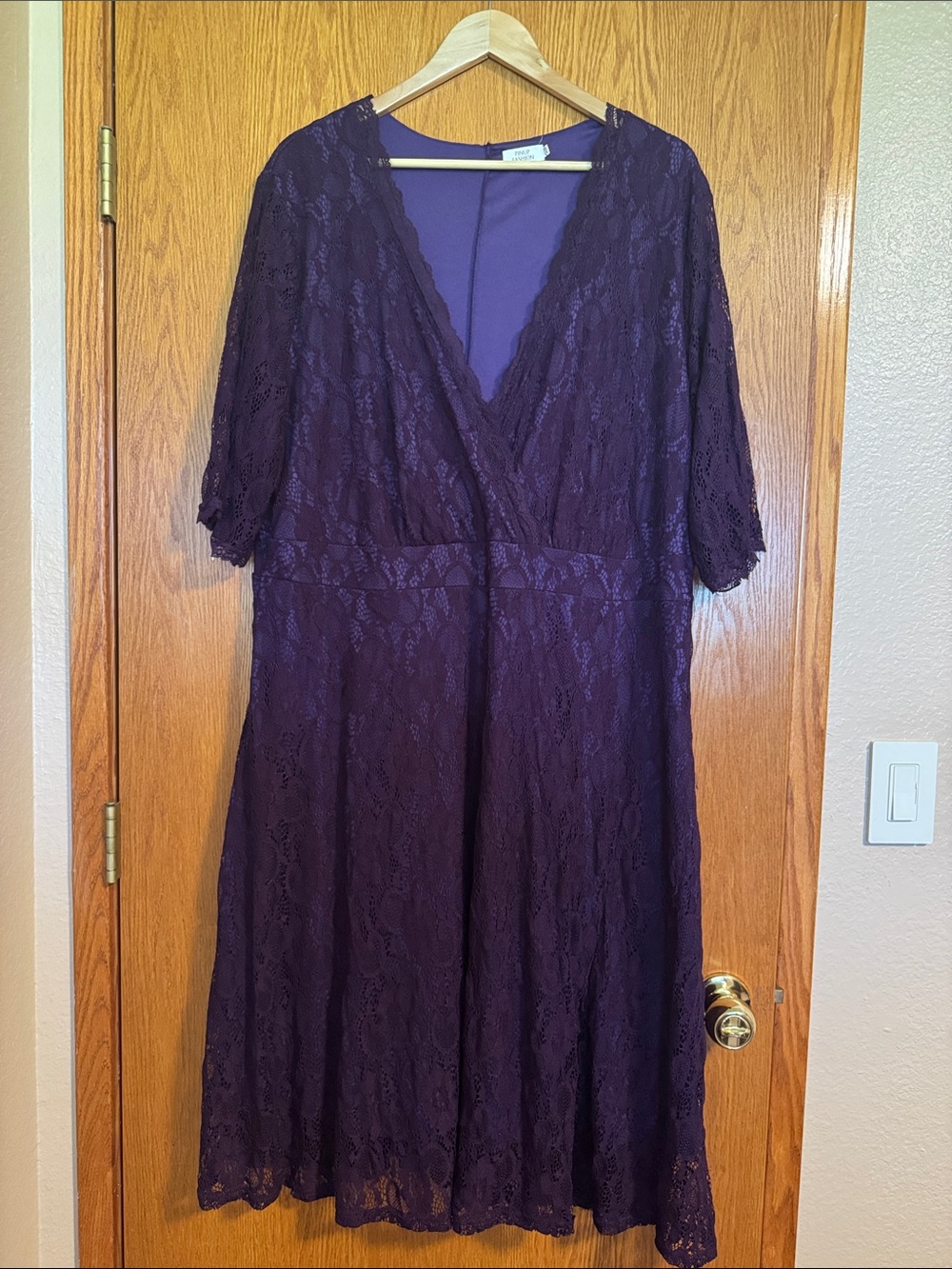 Pinup Fashion Purple Lace Midi Dress